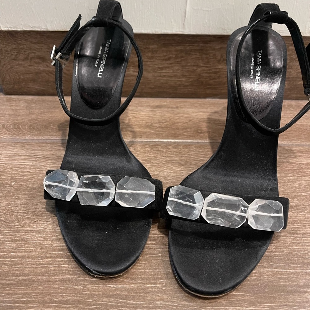 Elegant Black Heels with Crystal Accents